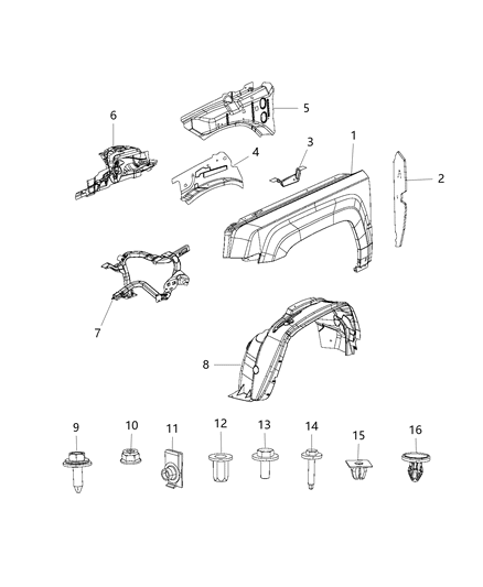 2013 Jeep Compass Bracket Headlamp Mounting Diagram for 68019180AC