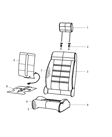 1986 Dodge D350 Headrest Front Diagram for 5MG841XVAA