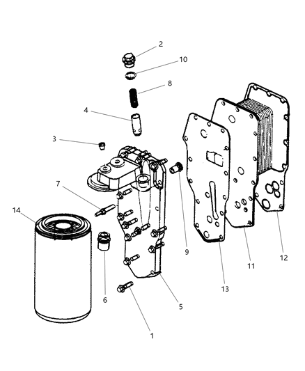 2005 Dodge Ram 2500 Gasket Oil Cooler Diagram for 5135787AA