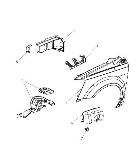 Silencer Fender To Hinge Pillar Diagram for 68039422AA