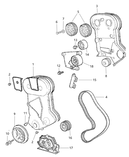 Cover Timing Belt Diagram for 4884309AC