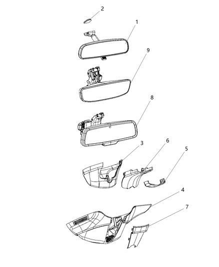 2020 Ram 3500 Mirror Inside Rearview Diagram for 68381526AB