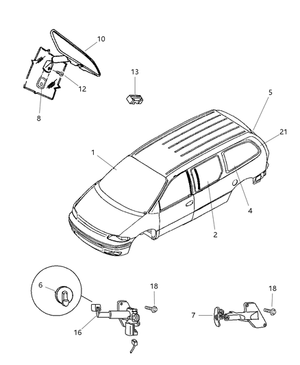 2004 Dodge Intrepid Mirror Inside Rearview Diagram for 4520336AB
