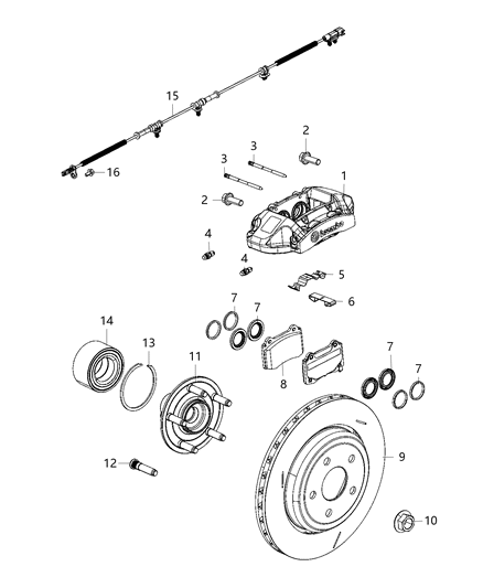 Caliper Assembly Disc Brake Rear Diagram for 68367044AB