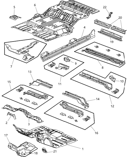 Striker Seat Back Latch Diagram for 55364022AA