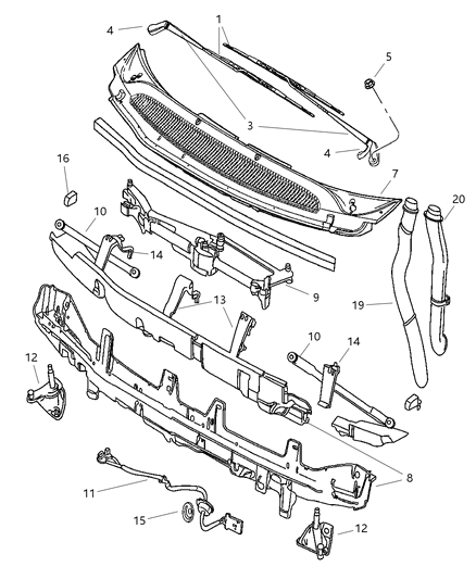 2014 Dodge Charger Blade Wiper Diagram for 5096134AA