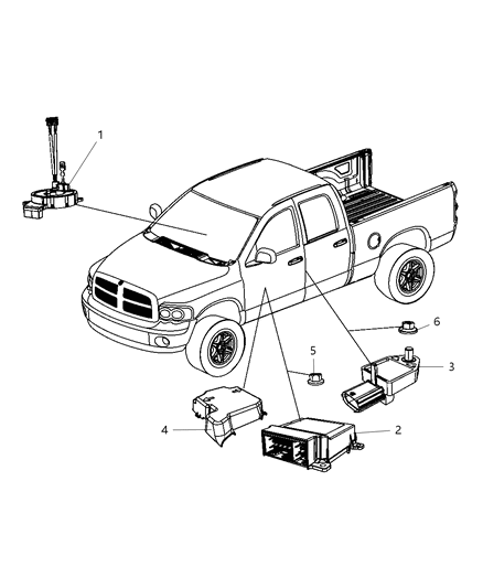 2009 Dodge Ram 2500 Module Occupant Restraint Diagram for 56043706AG