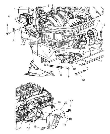 Bracket Engine Mount Diagram for 4593282AD