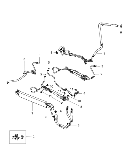 2016 Jeep Wrangler Hose Power Steering Return Reservoir To Power Steering Pump Diagram for 5154410AB