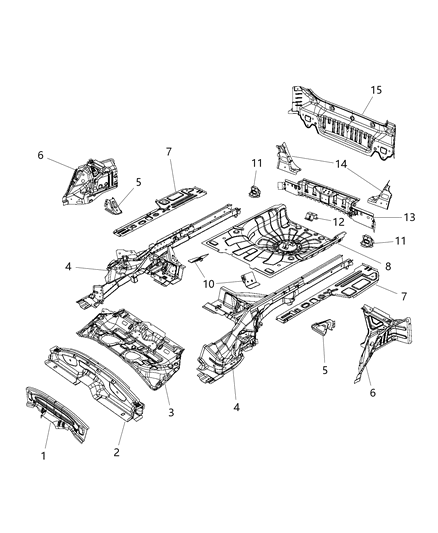 Panel Rear Wheelhouse Diagram for 68158040AC