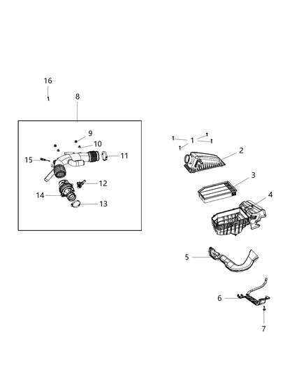 Body Air Cleaner Diagram for 68291143AB
