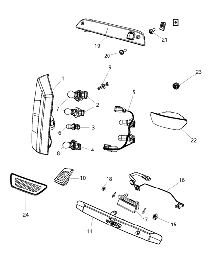 Lamp Tail Stop Turn Sidemarker Diagram for 5160364AE