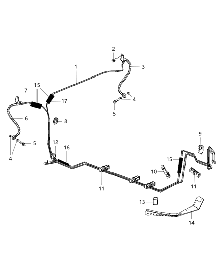 Hose Brake Rear Diagram for 68164513AA