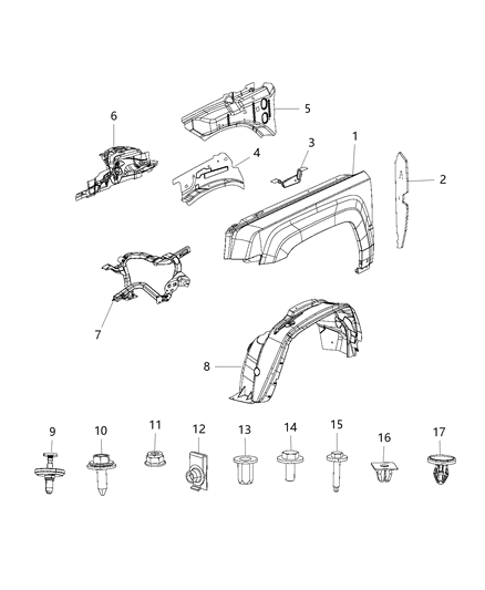Bracket Headlamp Mounting Diagram for 68019181AC