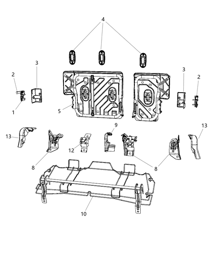 2012 Chrysler 200 Strap Seat Include Cable Diagram for 1DS951DAAA