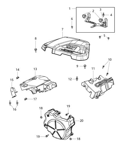 Cover Engine, Upper Diagram for 5281731AB
