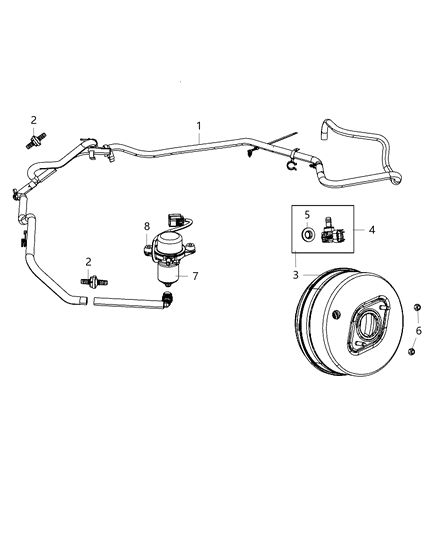 Hose Brake Booster Vacuum Diagram for 52124752AD