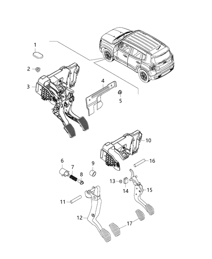Spring Clutch Pedal Return Diagram for 68263123AA