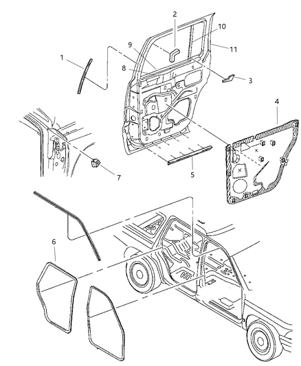 Water Shield Rear Door, Driver Side Diagram for 55256689AC