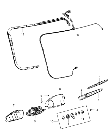 2015 Jeep Wrangler Nut Wiper Arm Diagram for 68080694AA