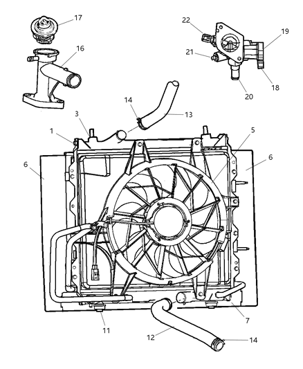 2016 Dodge Durango Radiator Engine Cooling With Side Brackets, 25 Pc Min Qty Diagram for 5017404AB