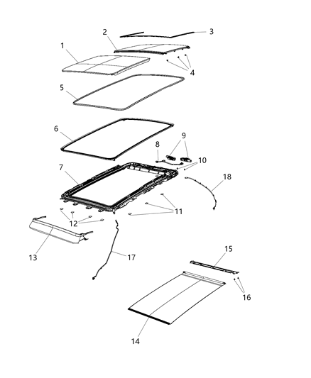Hose Sunroof Drain Front Diagram for 68242606AA