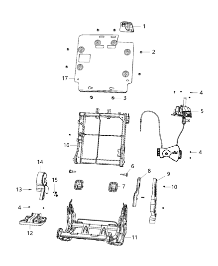 1992 Dodge Ram 50 Shield Seat Recliner Diagram for 6LG26TX7AA