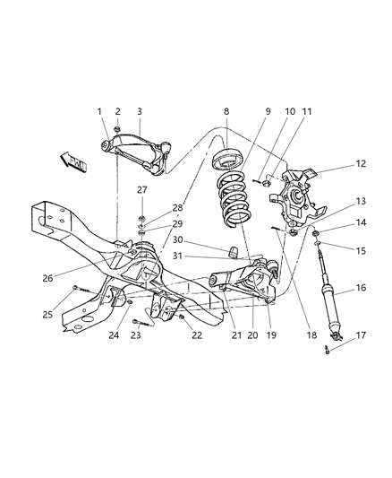 Arm Upper Control Front Diagram for 52106161AE