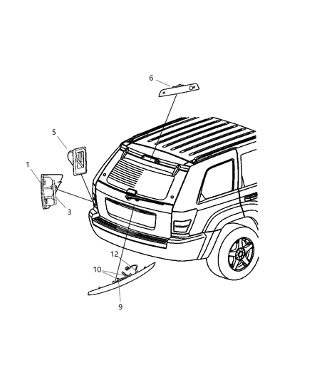 Lamp Tail Stop Turn Sidemarker Diagram for 55156614AB