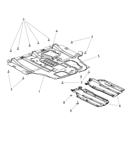 Belly Pan Front Diagram for 68082724AG