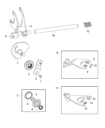 2010 Jeep Wrangler Sector Assembly Transfer Case Diagram for 68001925AA