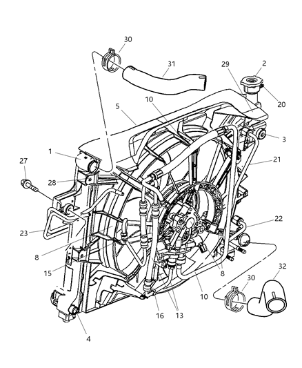 Radiator Engine Cooling Diagram for 52079883AC