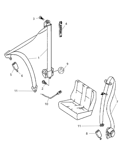 Seat Belt Front Outer Diagram for 1WL69DX9AA
