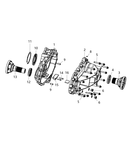 2020 Jeep Wrangler Case Half Rear Diagram for 68071841AA