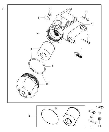 1988 Jeep J20 O Ring Oil Filter Cap Diagram for 68122818AA