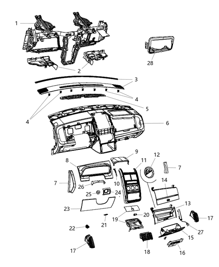Latch Glove Box Door Diagram for 1LS981DVAA