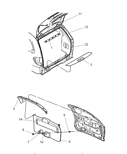 Molding Liftgate With Attaching Clips Diagram for SR62WL5AC