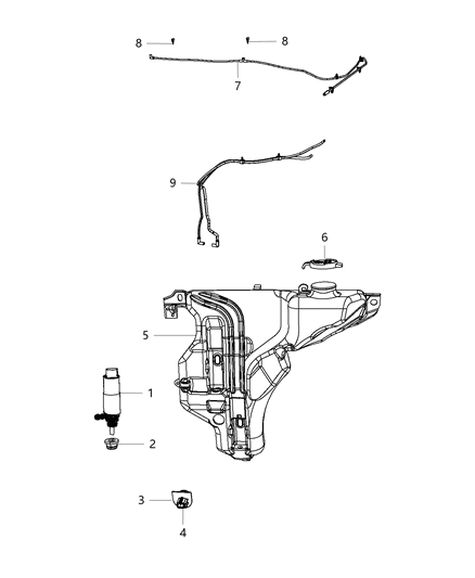 2005 Dodge Caravan Nozzle Windshield Washer Diagram for 5182367AA