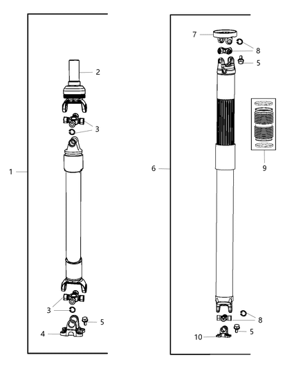 2009 Jeep Liberty Yoke Drive Shaft Diagram for 68214545AB