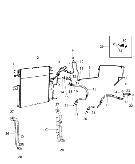 1990 Jeep Cherokee Line A/C Discharge: Gaskets, O-Rings, Transducer, Valve Core Diagram for 68228486AA