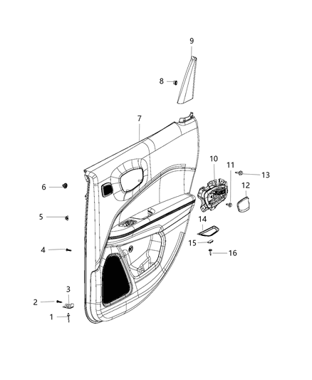 Panel Rear Door Trim Diagram for 5US14LT5AD