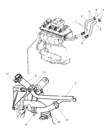 1984 Dodge Aries Hose Heater Return Diagram for 5058672AE