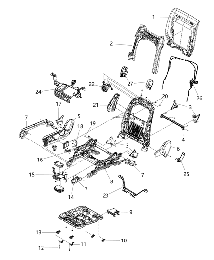 Shield Seat Adjuster Riser Cover Diagram for 1UN88DX9AA