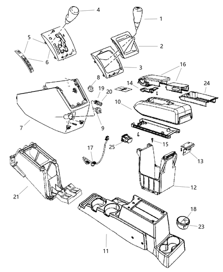 Boot Gearshift Diagram for 5273434AB