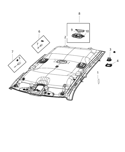 1992 Dodge Ramcharger Headliner Diagram for 6KB45BD1AB