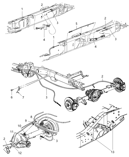 1985 Jeep Cherokee Tensioner Parking Brake Cable Diagram for 52122296AD