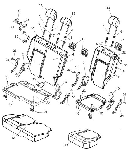 Headrest Rear Diagram for 1BC851D5AA