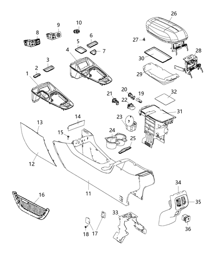 Bumper Console Lid Diagram for 68242008AA