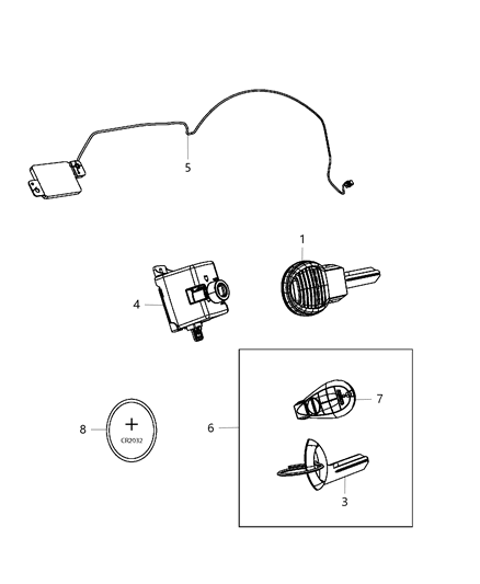 Transmitter Integrated Key Fob Diagram for 56046639AB