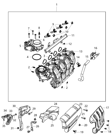 2009 Chrysler Town & Country Injector Fuel Diagram for 4627890AA